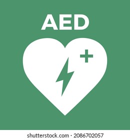 AED Symbol Icon. Heart First Aid Defibrillator Sign. Automated External Device For Heart Attack Logo