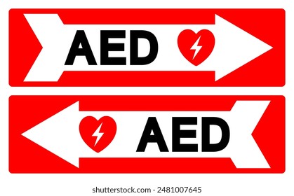 AED Symbol Sign, Vector Illustration, Isolate On White Background Label .EPS10