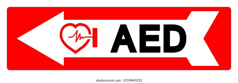 AED Symbol Sign, Vector Illustration, Isolate On White Background Label .EPS10