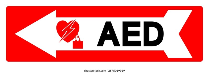 AED Symbol Sign, Vector Illustration, Isolate On White Background Label .EPS10