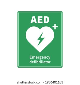 AED vector icon. Emergency defibrillator sign. Automated External Defibrillator. Vector illustration.