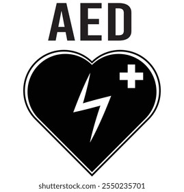 Ícone de vetor AED. Ícone do desfibrilador de emergência AED.  Estação de kit de saco médico no interior para reanimação. ilustração vetorial no fundo isolado eps 10.