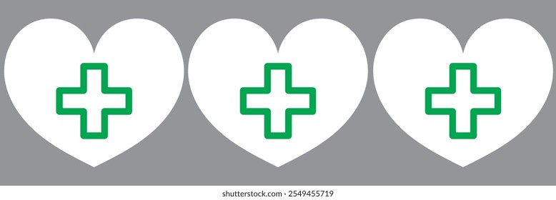 AED vector icon set. Hearts electricity illustration