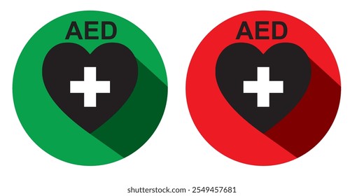 AED vector icon set. Hearts electricity. Signs automated external defibrillator. Vector illustration, 333