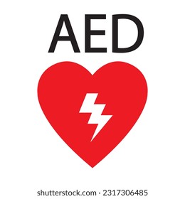 AED,automated external defibrillator  aed sign with heart 