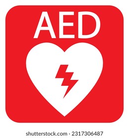 AED,automated external defibrillator  aed sign with heart 