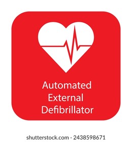 AED,automated external defibrillator aed sign with heart