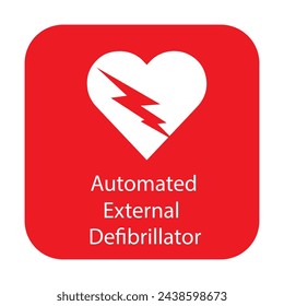 AED,automated external defibrillator aed sign with heart