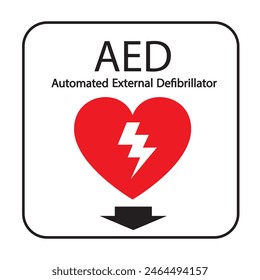 AED,automated external defibrillator aed sign with heart