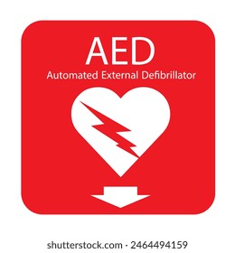 AED,automated external defibrillator aed sign with heart