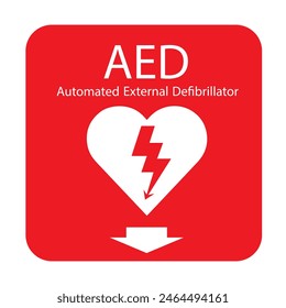 AED, automatisierter externer Defibrillator Aed-Zeichen mit Herz