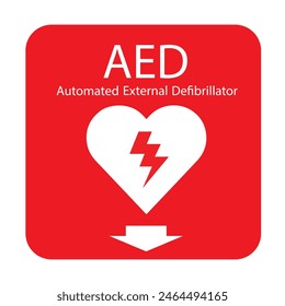 AED,automated external defibrillator aed sign with heart