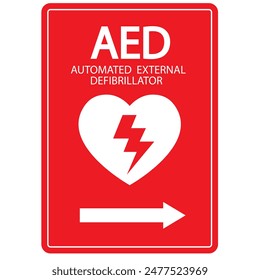 AED, automatisierter externer Defibrillator Aed-Zeichen mit Herz