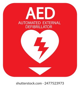 AED, automatisierter externer Defibrillator Aed-Zeichen mit Herz