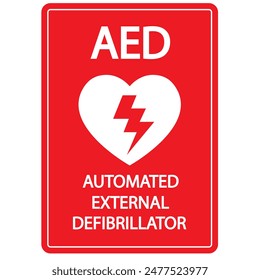 AED,automated external defibrillator aed sign with heart