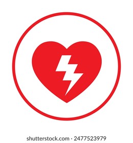 AED,automated external defibrillator aed sign with heart