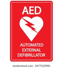 AED, automatisierter externer Defibrillator Aed-Zeichen mit Herz