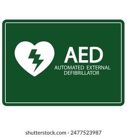 AED, automatisierter externer Defibrillator Aed-Zeichen mit Herz