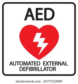 AED, automatisierter externer Defibrillator Aed-Zeichen mit Herz