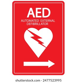 AED, automatisierter externer Defibrillator Aed-Zeichen mit Herz