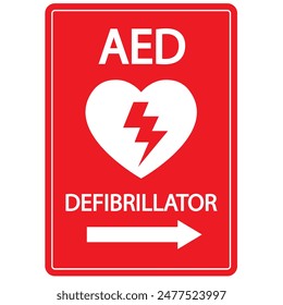 AED, automatisierter externer Defibrillator Aed-Zeichen mit Herz