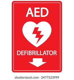 AED,automated external defibrillator aed sign with heart