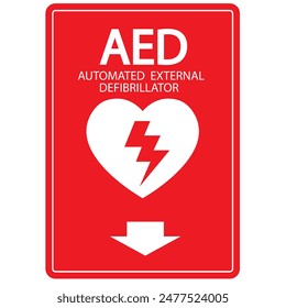 AED, automatisierter externer Defibrillator Aed-Zeichen mit Herz
