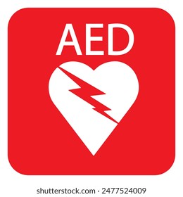 AED,automated external defibrillator aed sign with heart