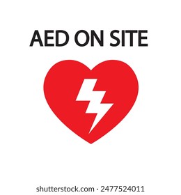 AED,automated external defibrillator aed sign with heart
