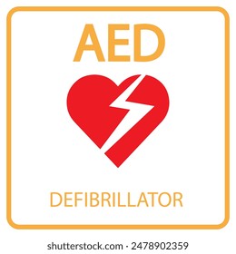 AED,automated external defibrillator aed sign with heart