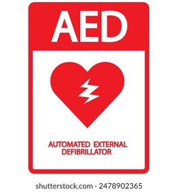 AED, automatisierter externer Defibrillator Aed-Zeichen mit Herz