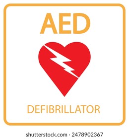 AED,automated external defibrillator aed sign with heart