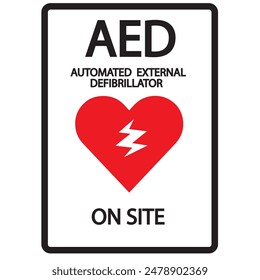 AED, automatisierter externer Defibrillator Aed-Zeichen mit Herz