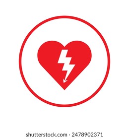AED,automated external defibrillator aed sign with heart