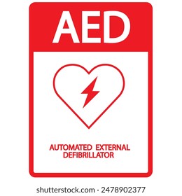AED, automatisierter externer Defibrillator Aed-Zeichen mit Herz