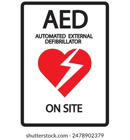 AED, automatisierter externer Defibrillator Aed-Zeichen mit Herz