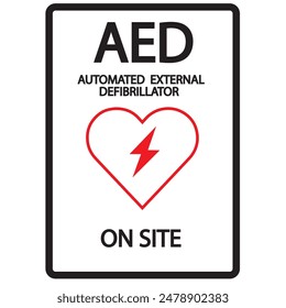 AED, automatisierter externer Defibrillator Aed-Zeichen mit Herz