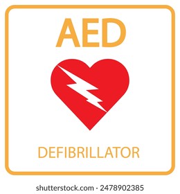 AED, automatisierter externer Defibrillator Aed-Zeichen mit Herz