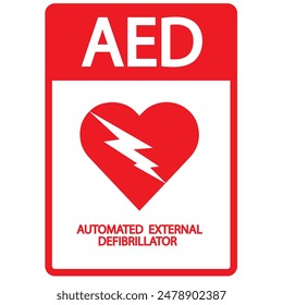 AED,automated external defibrillator aed sign with heart