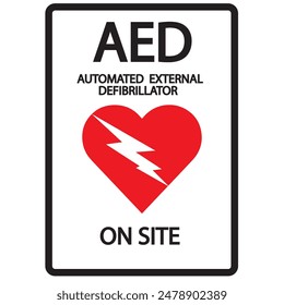 AED, automatisierter externer Defibrillator Aed-Zeichen mit Herz