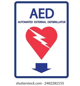AED, automatisierter externer Defibrillator Aed-Zeichen mit Herz
