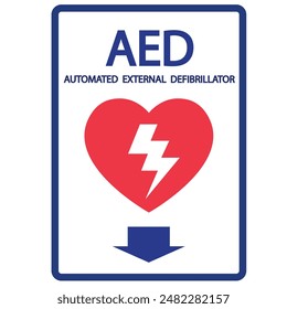 AED,automated external defibrillator aed sign with heart