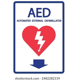 AED, automatisierter externer Defibrillator Aed-Zeichen mit Herz