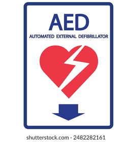 AED, automatisierter externer Defibrillator Aed-Zeichen mit Herz