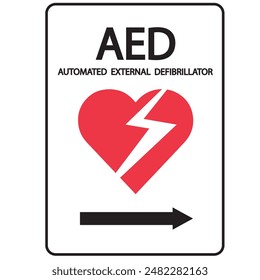 AED, automatisierter externer Defibrillator Aed-Zeichen mit Herz