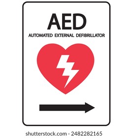 AED,automated external defibrillator aed sign with heart