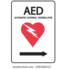 AED,automated external defibrillator aed sign with heart