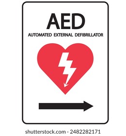 AED, automatisierter externer Defibrillator Aed-Zeichen mit Herz