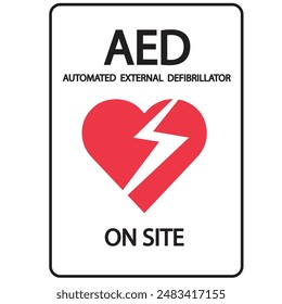 AED,automated external defibrillator  aed sign with heart and electricity symbol flat vector icon	
