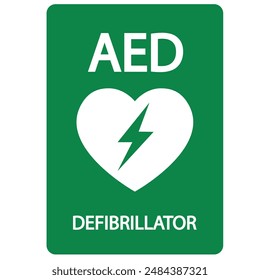 AED, automatisierter externer Defibrillator Aed-Zeichen mit Herz